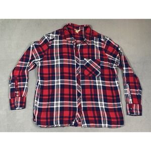 Woolrich Women's Cotton Flannel Plaid Button Up Shirt Meas/ Fits Size L Says XXL